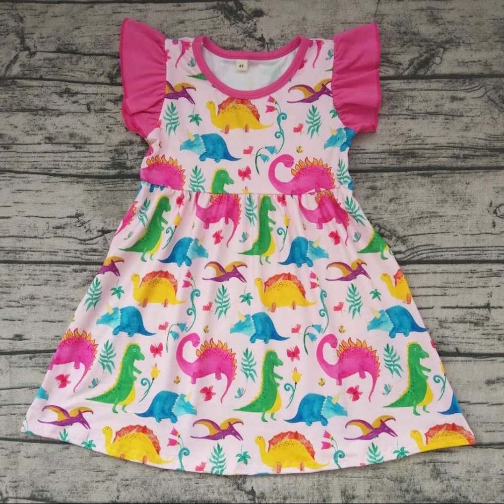 Boutique Dinosaur 🦖 🦕 hot pink ruffle dress